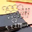 Vsnnsns 16G Lip Rings Stainless Steel Horseshoe Snake Bite Monroe Labret Medusa Lip Piercing Jewelry Tragus Daith Forward Helix Conch Cartilage Earrings Studs Piercing Jewelry for Women Men 16 Gauge (Silver)