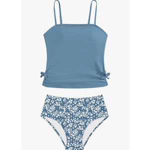Girls Tankini Swimsuits Two Piece Bathing Suit Drawstring Swimwear Set for Girls 13-14 Years