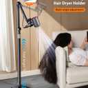 Universal Hair Dryer Holder, Floor Blow Dryer Stand for Bedroom, 60.63-70.87in Height Adjustable Blow Dryer Holder for Hands Free, Hair Dryer Holder with Heavy-Duty Base for Dyson Supersonic