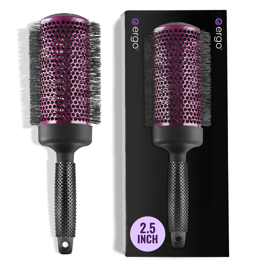 ERGO Super Gentle Round Brush for Blow Out - Salon Quality Hair Styling for Women - Roller for Wet and Dry Hair - Volumizing Care Blowout - ERG65: 2.5"