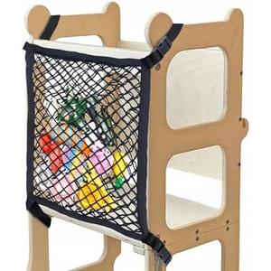 XGKHOM Toddler Tower Safety Net, Toddler Learning Tower Safety Net for Enhanced Safety and Convenience, Double Layer Design with Storage Function, Ideal for Kids Kitchen Play and Learning Activities