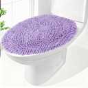 Chenille Elongated Toilet Seat Cover 19.5"x 15" Machine Washable Solid Toilet Lid Cover Adjustable Rubber Backing Fits Only 18-19.5"L x 14-16"W Elongated Toilet Seat