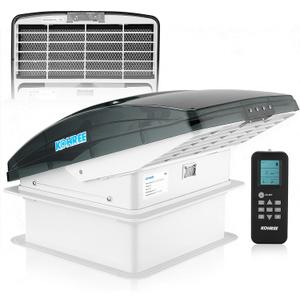 Kohree RV Vent Fan, 10-Speed Reversible RV Roof Fan, 14x14 Deluxe Powerful RV Exhaust Fan, Quiet, Built-In Rain Shield, Thermostat and Remote Control for Camper Trailer (Smoke)