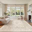 Zesthome 7x9 Area Rug, Super Soft Washable Rugs for Living Room, Non-Slip Stain Resistant Vintage Rugs, Ultra-Thin Large Area Rugs (Cream/Beige,7'x9')