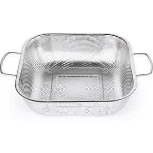 Colander Stainless Steel 3-Quart, Square Metal Strainers, Strainer for Kitchen Food, Dishwasher Safe