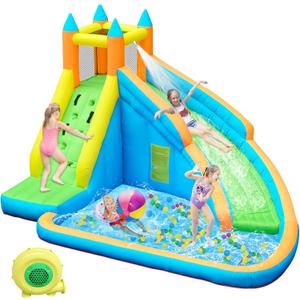 Doctor Dolphin Bounce House for Kids, Inflatable Indoor With Water Slide, Bouncy Jump House for Wet and Dry, Includes Blower