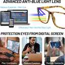 Large Reading Glasses Men Blue Light Blocking Readers for Computer 1.0 1.25 1.5 2.0 To 5.0 6.0 (Brown Turquoise)