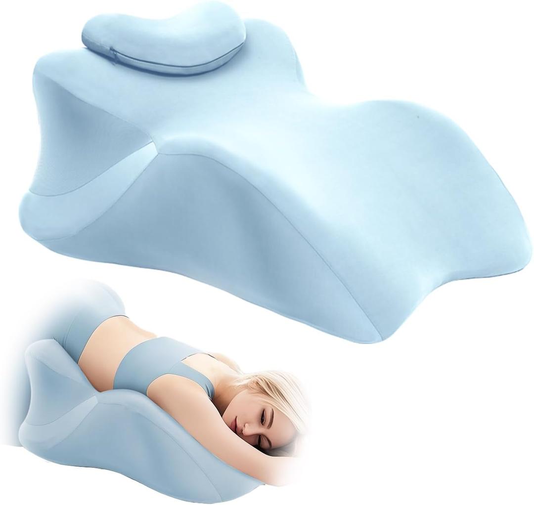 Wedge Pillow for Couples Intimacy, Spine & Hip Alignment Position Cushion, Memory Foam Lift Pillow for Adult Bed, Lounge & Relaxation, Comfort Support for Back, Waist & Posture-Blue, one size
