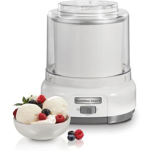 Hamilton Beach Electric Automatic Ice Cream Maker, Frozen Yogurt, Sorbet, Custard, 1.5 quart, White (68880)