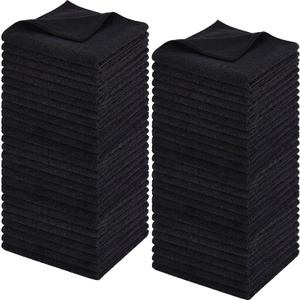 Newwiee 40 Pcs Wash Cloth Bulk Cotton Bath Hand Face Washcloths Soft Quick Drying Towel for Women Bathroom Washing Body Viscose Fiber Multipurpose Fingertip Rags (12 x 12 Inch,Black)