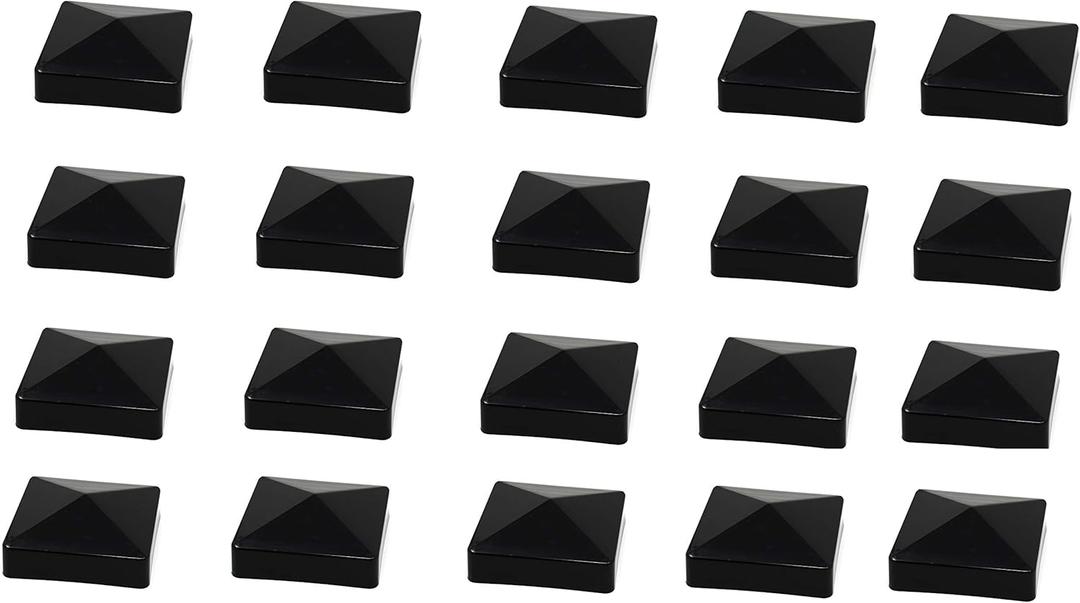 JSP Manufacturing Pyramid True 4" x 4" (100mmx100mm) Plastic Vinyl Fence Post Cap Black or White/Multiple Quantities (20, Black)