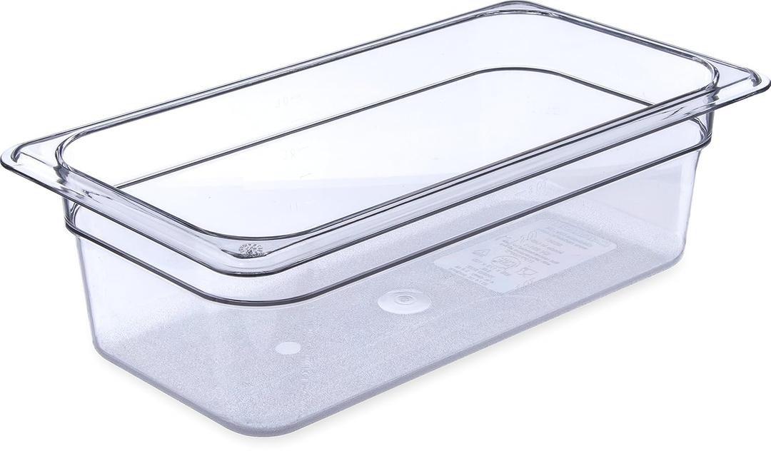 Carlisle FoodService Products Plastic Food Pan 1/3 Size 4 Inches Deep Clear