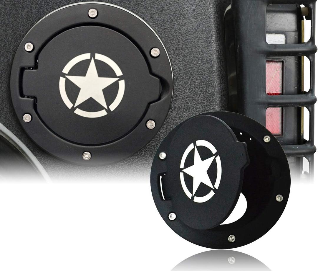 Hooke Road Wrangler JK Gas Cap Cover Fuel Filler Door Compatible with Jeep Wrangler JK & Unlimited 2007-2018