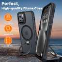 Magnetic Case for iPhone 15 Pro, with Invisible Ring Stand, Military Drop Protection, Shockproof Anti-Fingerprint Matte Protective Cover for iPhone 15 Pro, Black