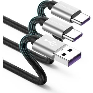 USB Type C Cable 10ft, [2 Pack] USB A 2.0 to USB-C 10 ft Type C Fast Charger Extra Long Durable TPE USBC to USBA Cord for iPhone 16/15 Pro Plus Pro Max Samsung Galaxy A10/A20/A51/S10/S9/S8 Plus/Note 9 (silver)