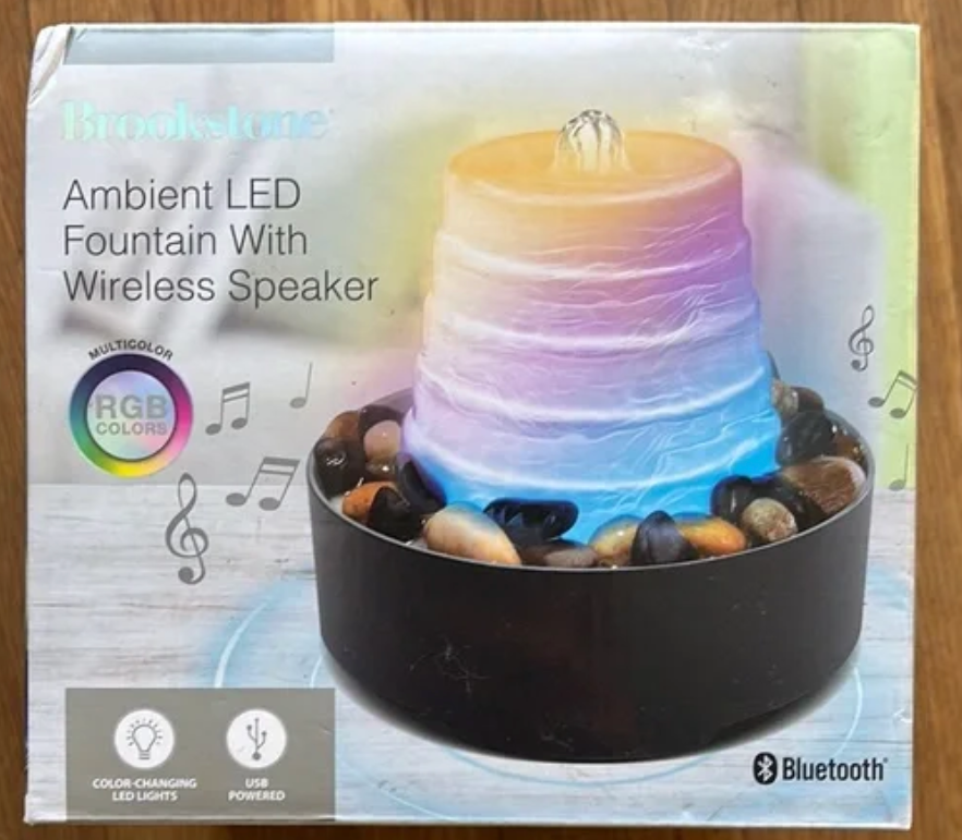 Brookstone Ambient LED Fountain with Wireless Speaker