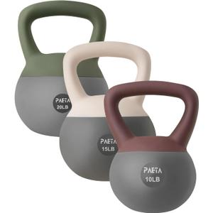 PAETA Soft Kettlebell for Home Fitness Anti-Slip Grip & Wide Handle Design,Soft Kettlebell Set, Gentle Floor-Friendly Impact  10lbs, 15lbs, 20lbs, for Home Functional Training