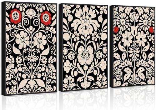 3Pcs Scandinavian Plant Wall Art Norwegian Folk Art Wall Decor Pictures Nordic Botanical Canvas Poster Prints for Gallery Living Room Cafe Modern Home Decorations Unframed(12x16in poster) 2 Pack