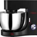 COOKLEE Stand Mixer, 9.5 Qt. 660W 10-Speed Electric Kitchen Mixer with Dishwasher-Safe Dough Hooks, Flat Beaters, Wire Whip & Pouring Shield Attachments for Most Home Cooks, Silver (Black)