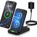 Wireless Charger Stand for Samsung Galaxy S25 Ultra Plus S24 S23 FE S22 S21,Motorola Desk Android Phone Fast Wireless Charging Station for Moto Razr Plus/Edge/G Stylus Power 2024,iPhone 16,18W Adapter (Black)