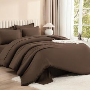 Litanika King Size Comforter Set Brown - 7 Pieces Bed in a Bag King Bedding Comforter Sets, Solid Lightweight Bed Set with Comforter, Sheets, Pillowcases & Shams