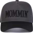 Mommin Trucker Hat, Mommin Baseball Cap for Women, Gift for mom hat (Black)