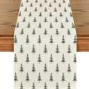 Artoid Mode Beige Xmas Tree Christmas Table Runner, Seasonal Winter Kitchen Dining Table Decoration for Home Party Decor 13x72 Inch