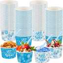 100 Pcs Blue Snowflake Soup Bowls with Spoons 9 oz Winter Disposable Ice Cream Cups Let It Snow Paper Treat Snack Dessert Soup Bowls for Hot or Cold Food Holiday Party Favor Supplies