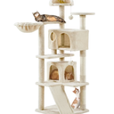 Alden Design 54" Double Condo Cat Tree with Scratching Post Tower, Beige