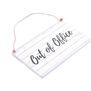 Out Of Office Sign - Hang on your office door, great small, lightweight notice to say you're not in (White Wood Effect) - Small Size measuring approx 5.7" x 3.5"