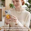 On The Grip 3D Flower Phone Grip MagSafe Compatible - Gold Plated Metal Flower with Crystal Center, Collapsible Stand & Kickstand (Camelia)