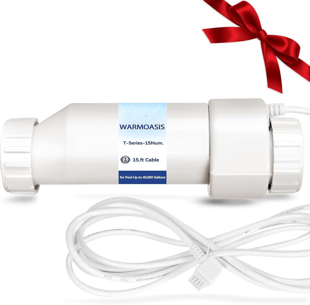 Salt Cell T15 Series Compatible with Hayward T15/T9/T3 Cell,Salt Generator for Inground Pool up to 40,000 Gallons,3 Years Warrnaty Service,Compatible with AqxxRite,SwimPxxx,AqxxPlus White