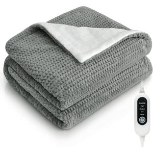 Heated Blanket 50"x60" Electric Throw Blanket with 5 Heat Settings, 10H Auto-Off, Soft Wave Fleece for Couch, Bed & Office, ETL Certified