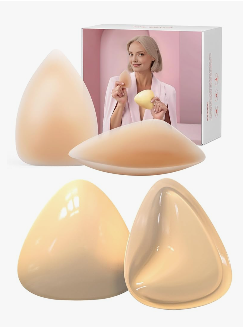 Sticky Bra Push Up Inserts Set - Reusable Double Sided Adhesive Bra Pads with Triangle Nipple Covers