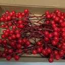 Fangoo 20 Pack 7 Inch Artificial Red Berry Picks for Christmas Tree Burgundy Red Berries Stems Holly Berry Branches Ornaments Wreath Crafts Wedding Holiday Season Winter Home Decor