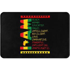 I Am Black History Month Doormat Indoor Entrance Outdoor Welcome Rugs 16x24in Floor Mats for Kitchen Bedroom Bathroom