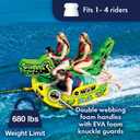 Wow Sports Big Al Alligator Towable Tube - 1-4 Person - 680 lb Capacity - Nylon Cover - for Boating - Youth & Adults, One