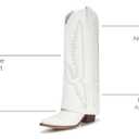 CDHYX Women's Knee High Denim Boots Fold-Over Shaft Pointed Toe Block Heel 8