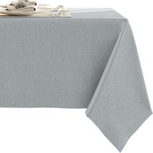 Heavy Linen Blend Grey Tablecloths - 86" x 55" Premium Solid Tablecloth Stain Resistant Waterproof Table Cover for Dining Kitchen Banquets and Buffet Soft and Thick Fabric Wrinkle Free