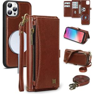 Wallet Case for iPhone 13 Pro Max with Card Holder/Crossbody Wallet/Strap| RFID Blocking | Magnetic | Kickstand | Detachable | PU Leather Phone Case for iPhone 13 Pro Max,6.7 in,Brown