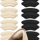8 Pairs Heel Pads for Shoes Heel Grips Liner, Soft Heel Cushion Pads Heel Inserts for Shoes Too Big Women Men, Anti-Slip Fillers Heel Protectors for Blisters, Friction & Heel Pain, Beige and Black