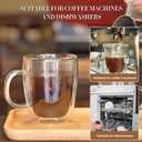 YUNCANG Double Wall Coffee Mugs, (4-Pcak) 16 Ounces-Clear Glass Cups with Handle,lnsulated,Cappuccino,Tea,Latte Cups,Beverage Glasses Heat Resistant