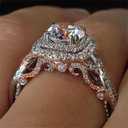 925 Sterling Silver Shiny Full Diamond Gemstone Ring Cubic Zirconia Rings CZ Diamond Multi Row Ring Eternity Engagement Wedding Band Ring for Women (US Code 7)