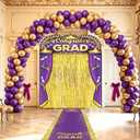 Purple Gold Graduation Party Decorations Purple Gold Graduation Prom Decorations Congrats Grad Porch Banner Carpet Runner Fringe Curtain Backdrop for Class of 2026 High School College Scholar Ceremony