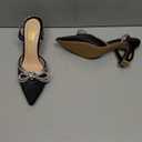 Susanny Women's Closed Toe Rhinstone Wedding Low Heel Slingback Clear Kitten Heels,Adjustable Strap Pointed Toe Bow Pumps High Heeled Prom Dress Shoes Size 7