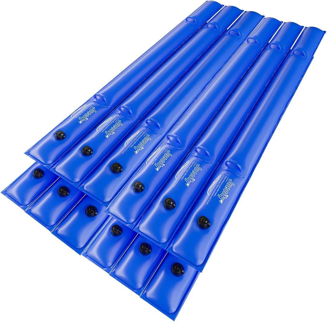 Pool Cover Water Bags, 12 Pack 10FT Water Tube for Swimming Pool, Blue Pool Water Tubes with Handle, Water Weights for Pool Cover, 0.42mm(28 Gauge)
