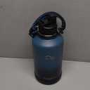 [2-IN-1 LID] 64 oz Insulated Water Bottle with Silicone Boot (48hrs Cold/24hrs Hot) - DIY Stickers, Leakproof, BPA Free, Half Gallon (Cyan Black)