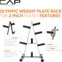 CAP A-Frame Olympic Plate Rack Heavy-Duty 2-Inch Weight Plate Tree and Storage - 5 and 7 post options