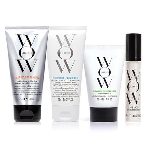 COLOR WOW Quick Frizz Fixes! Travel Kit – Includes Shampoo, Conditioner, One Minute Transformation Styling Cream, Pop & Lock Frizz Control and Glossing Serum, The ultimate in frizz control.