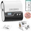 ORGBRO Z3 Label Maker Machine with Tape, 2-3 Inch Bluetooth Thermal Label Printer, Portable Sticker Printer for Small Business Office Home Organization Barcode Address, Compatible with Phones & PC (Silver)